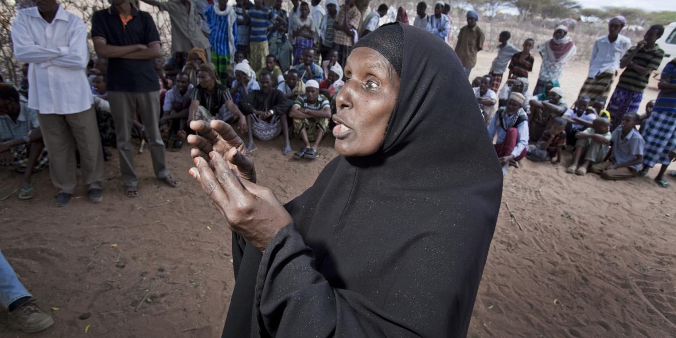 Khadija at a community meeting in eastern Somaliland. (Oxfam)